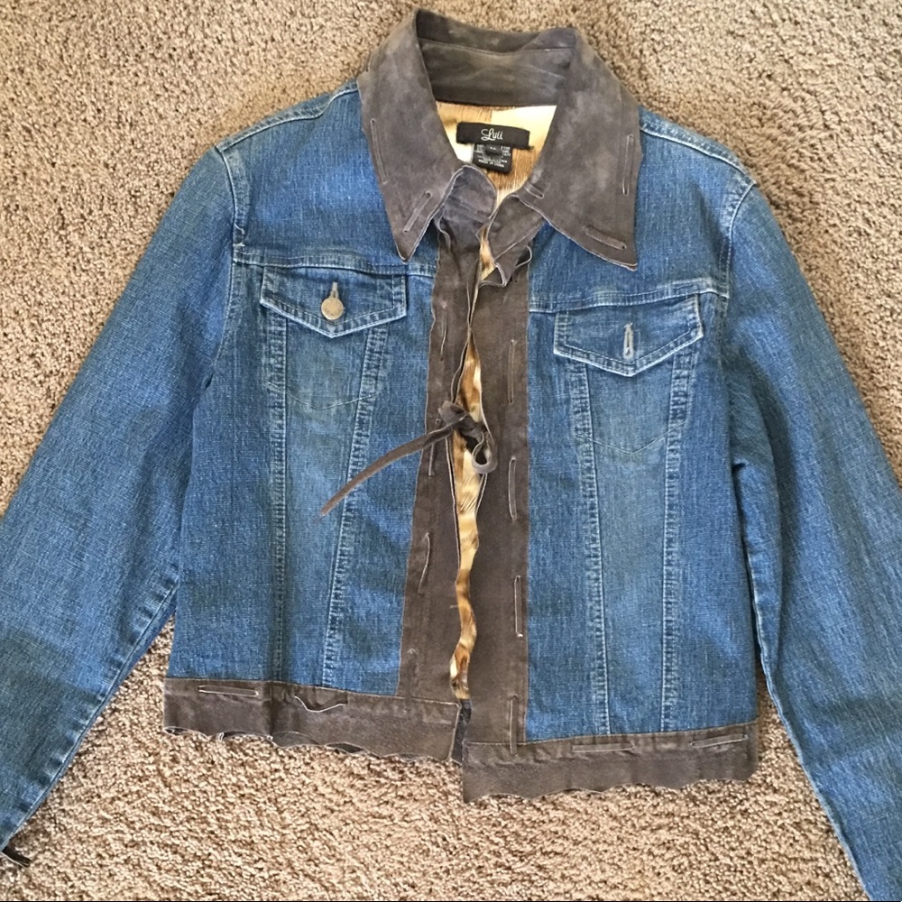 Luii Jean & Leather Jacket Adorable! Size Medium